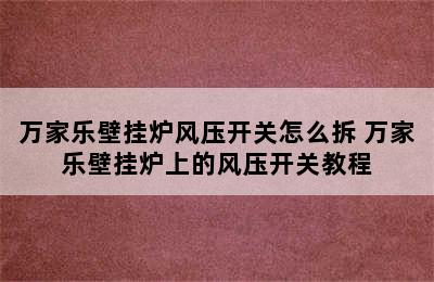 万家乐壁挂炉风压开关怎么拆 万家乐壁挂炉上的风压开关教程